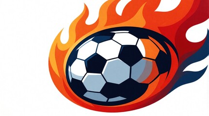 Fototapeta premium Fiery soccer ball illustration with abstract flames. Energetic sport graphic for game promotion website or sports blog header. Bold design element with hot, dynamic feel. Perfect for branding.