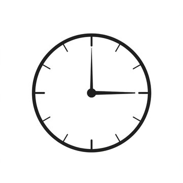 Simple Clock Face Showing Time at Quarter Past Nine.