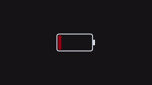 Low battery icon with pulsing red charge indicator
