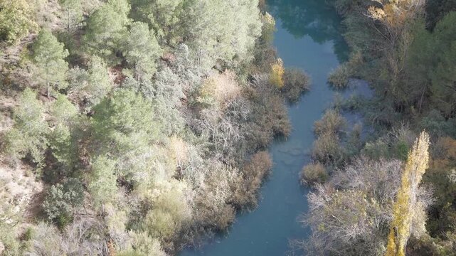 Lobos river tilt shot from Balcon del Diablo lookout in Soria, Spain. Beautiful landscape.
