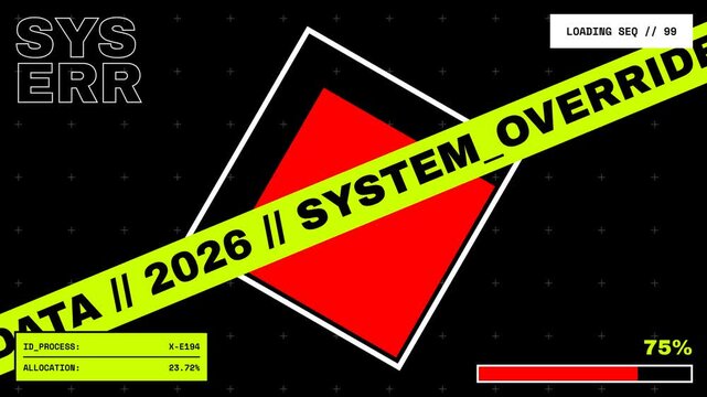 Futuristic cyberpunk system override loading screen with raw data processing and fatal error glitch