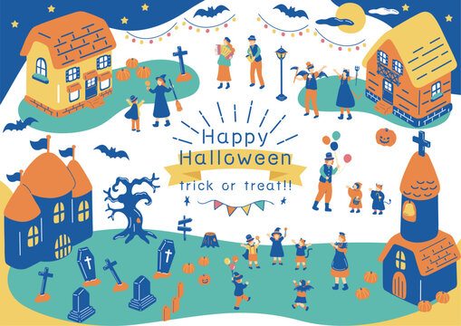 ハロウィンを楽しむ人達