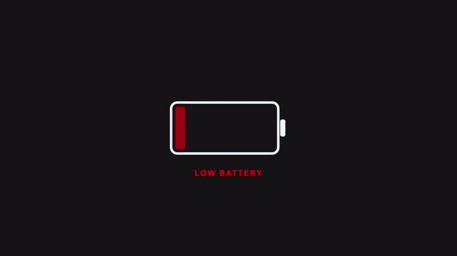 Low battery warning with red pulse and LOW BATTERY text