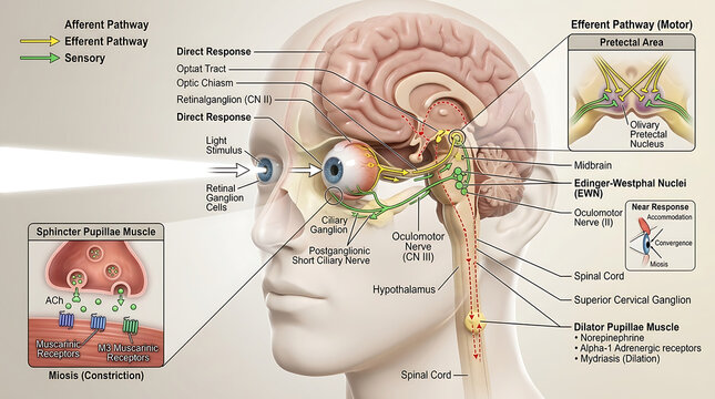 3D Photorealistic Complete Human Pupillary Light Reflex Anatomy with Afferent Efferent Pathways and Consensual Response