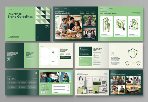 Modern Brand Guidelines Template, Minimalist Brand Identity Manual & Editorial Brochure Layout with Logo Usage, Typography and Color Palette