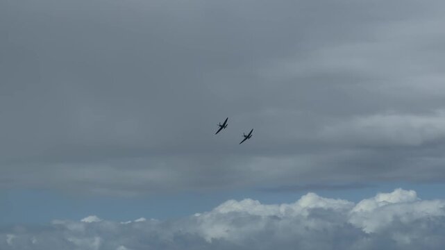 Vintage Spitfire Warbirds Flying in Formation Over Gold Coast