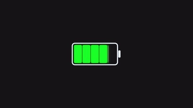 Battery charging from empty to full with five green sections