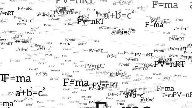 Scientific and educational concept formulas animation isolated on white background