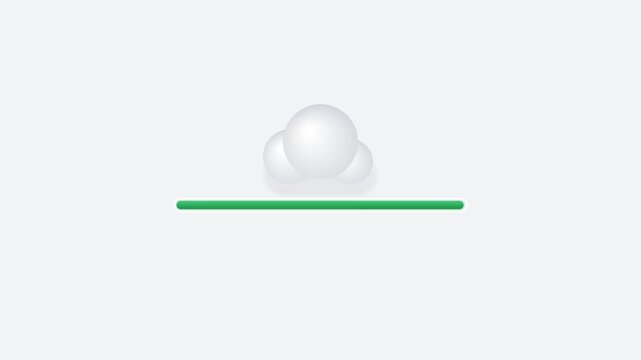 Clean minimalist light theme cloud backup loading animation with successful sync completion checkmark