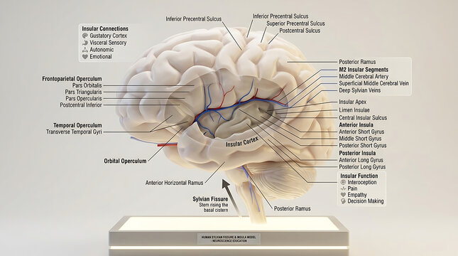 3D Photorealistic Complete Human Sylvian Fissure and Insula Anatomy with Opercula Gyri Sulci and MCA Relationships