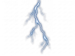 Dynamic electrical discharge lightning bolt striking down from a stormy sky, isolated on transparent background. © Robert