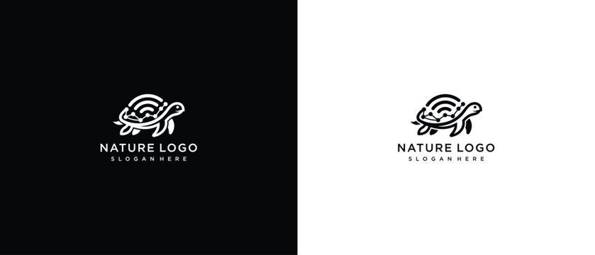 Minimalist Turtle Logo with "Nature Logo" Text