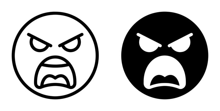 Angry Face Icons, Furious Emoji Symbols, Outraged Expression Vector Art, Grumpy Mood Emoticons, Aggressive Emotion Graphics