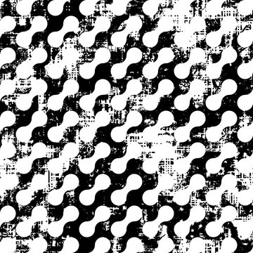 Seamless pattern, a combination of geometric shapes and rough textures, black and white, vector print