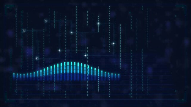 Digital data visualization animated graph in matrix style with flowing information code