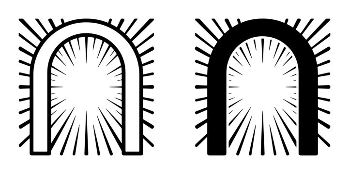 Archway Portal, Gateway Entrance, Abstract Symbol, Light Rays, Geometric Design, Modern Icon, Vector Art