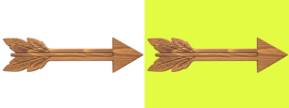 Decorative carved wooden arrow sign pointing right