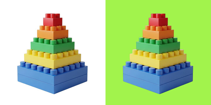 Colorful plastic building blocks pyramid