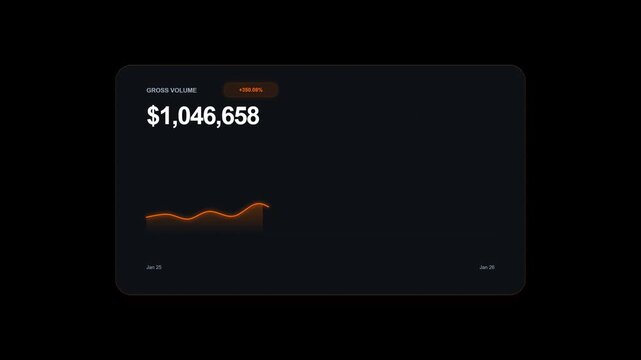 A refined 4K motion graphics visualization featuring an enlarged sleek dark obsidian card with vibrant neon orange data visualization, smooth cubic B&eacute;zier spline, and editorial typography precisely