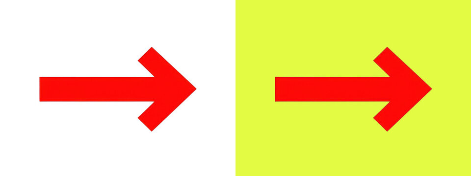 Bold red arrow symbol on split background