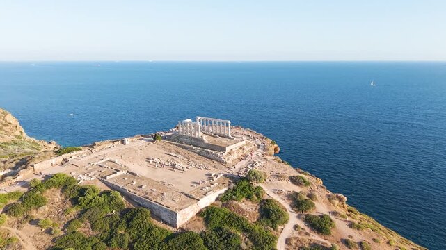 Temple of Poseidon Overlooking the Sea in Sounio Greece