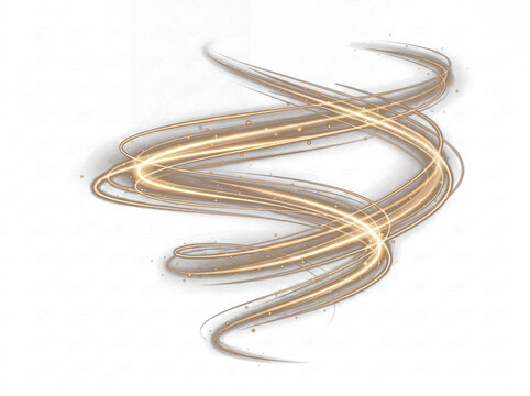 Golden light trails with sparkling particles swirling and overlapping to create an abstract magical effect on.