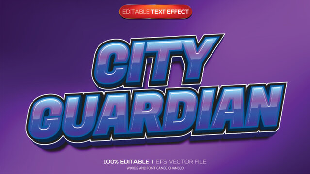 3d text effect city guardian theme