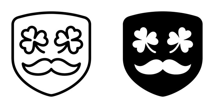 Shamrock Eyes Mask Icon, St. Patrick's Day Clover Face Symbol, Festive Irish Holiday Graphic, Vector Art Set
