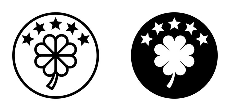 Lucky Clover Icons, Five Stars Emblem, Good Fortune Symbol, Luck Vector Graphics, St. Patrick's Day Design Elements, Celebration Icons, Good Luck Charm