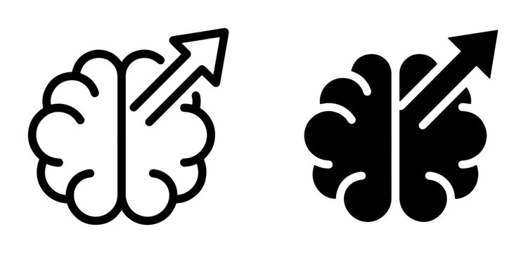 Brain Growth Icon, Intelligence Development Symbol, Cognitive Improvement Concept, Learning Curve Vector, Innovation Idea