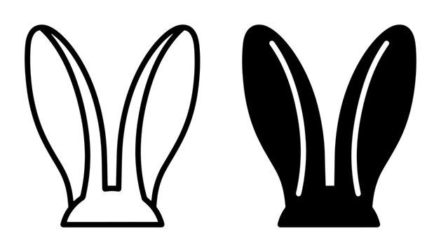 Bunny Ears Vector Icons, Black and White Rabbit Ears Graphics, Easter and Spring Celebration Symbols, Cute Animal Elements for Design