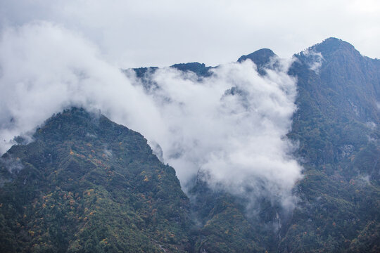Clouds in Himalayan mountains, Nepal. Sagarmatha national park