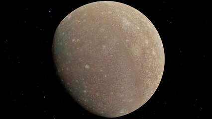 Callisto Jupiter Moon Galilean Satellite 8K 3D Render © Hasan