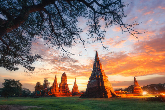 Ancient Budda Head in roots,Thailand
