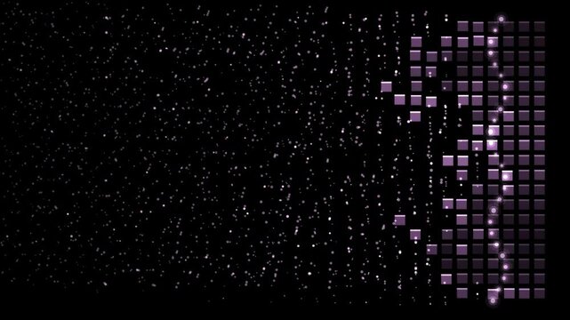 An object disintegrating away in violet and blue glowing lines on a pure black background, ready to drop straight onto footage with a screen or add blend mode. Seamless looping 4K overlay element for 