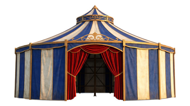 Striped Blue And White Circus Tent Big Top.