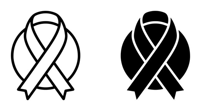 Awareness Ribbon Icons, Cancer Support Symbols, Charity Campaign Graphics, Medical Health Cause Badges, Vector Set