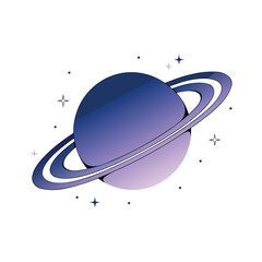 Purple Gradient Saturn Planet Cosmic Abstract Vector Illustration © Uzair Ali