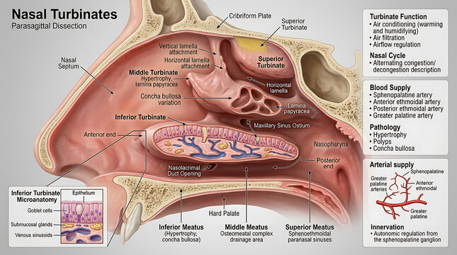 3D Photorealistic Complete Human Turbinate Anatomy with Inferior Middle Superior Structure and Function