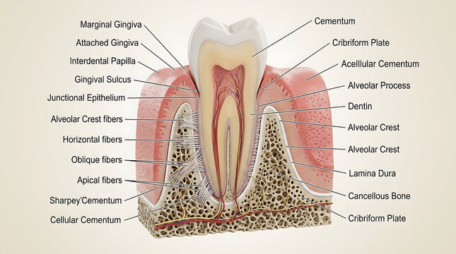 3D Photorealistic Complete Human Periodontium Anatomy with Gingiva Ligament Cementum and Alveolar Bone