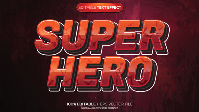 3d text effect super hero theme