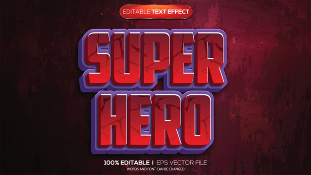 3d text effect super hero theme