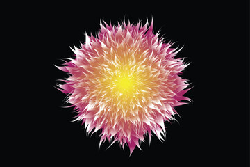 Fototapeta premium Abstract fluffy pink and yellow burst element on black
