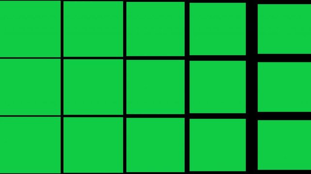 Green Square Block Transition, Expanding Green Tiles, Geometric Grid Reveal, Blocks Growing to Fill Screen, Green Shape Wipe, Transparent Alpha Animation, 4K