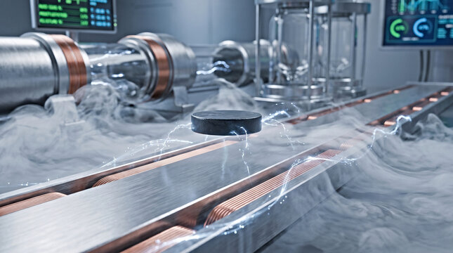 Superconducting magnetic levitation experiment in physics lab