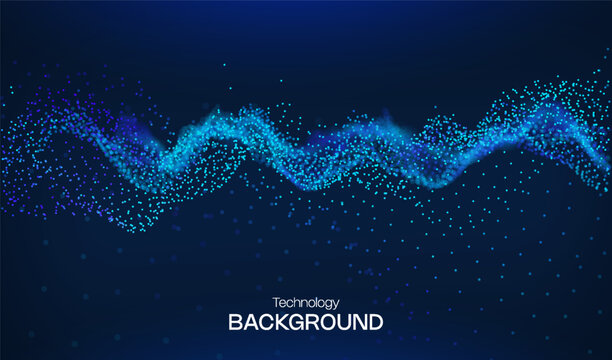 Abstract future ai background with blue big data and digital dots for tech and technology science presentation. Line cyber business network 3d backdrop. Connection graphic design.