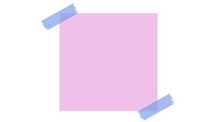 Blank light pink square paper note attached by blue adhesive tape pieces with sticky note memo pad reminder note blank space office supply message board paper sheet post it square shape © Tajul Islam