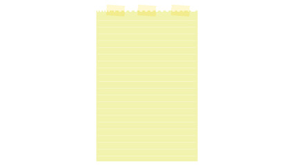 Blank yellow vertical rectangular paper sheet with header lines lined paper ruled paper office supply white background paper pad text space writing pad note paper product vertical © Tajul Islam