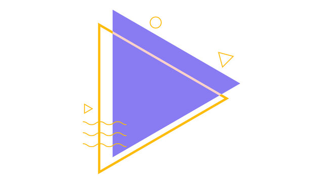 Minimalist graphic element with a violet triangle and thin orange outlines geometric shape minimalist design triangle outline modern design flat graphic simple geometry geometric pattern