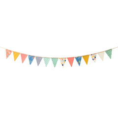 Fototapeta premium Colorful fabric bunting flags garland for party decoration
